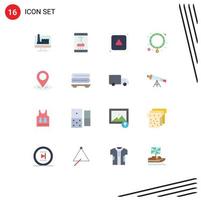 Modern Set of 16 Flat Colors and symbols such as location pearl smartphone application necklace up Editable Pack of Creative Vector Design Elements