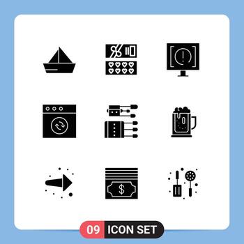 9 User Interface Solid Glyph Pack of modern Signs and Symbols of chinese sync contact mac support Editable Vector Design Elements