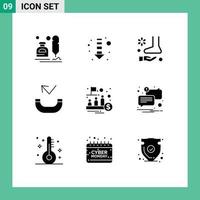 9 User Interface Solid Glyph Pack of modern Signs and Symbols of ipo phone foot missed therapy Editable Vector Design Elements