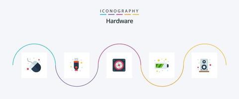 paquete de iconos de hardware flat 5 que incluye altavoz. hardware. ventilador. audio. móvil vector