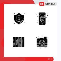 Set of 4 Modern UI Icons Symbols Signs for security tile sale home networking interior Editable Vector Design Elements