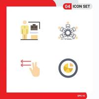 Pack of 4 Modern Flat Icons Signs and Symbols for Web Print Media such as abilities fingers businessman leadership lefts Editable Vector Design Elements