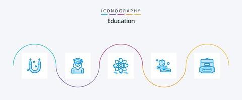 paquete de iconos de educación azul 5 que incluye . bolsa para la escuela. educación. educación. educación vector