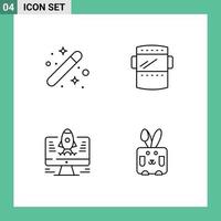 Pack of 4 Modern Filledline Flat Colors Signs and Symbols for Web Print Media such as creative computer graphic mask startup Editable Vector Design Elements