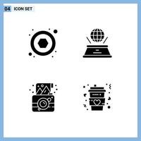 Modern Set of Solid Glyphs Pictograph of hardware party world presentation photograph Editable Vector Design Elements