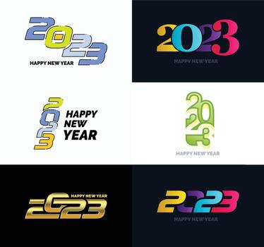 gran conjunto de 2023 feliz año nuevo diseño de texto de logotipo plantilla de diseño de número 2023 vector