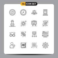 16 User Interface Outline Pack of modern Signs and Symbols of tube bacteria space house construction Editable Vector Design Elements