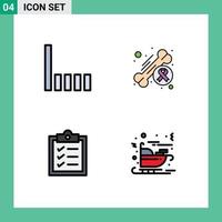 Group of 4 Modern Filledline Flat Colors Set for connection list awareness day carriage Editable Vector Design Elements