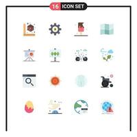 Set of 16 Vector Flat Colors on Grid for board presentation services map sweet Editable Pack of Creative Vector Design Elements