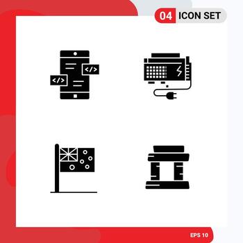 Pack of creative Solid Glyphs of app development australia mobile computer flag Editable Vector Design Elements