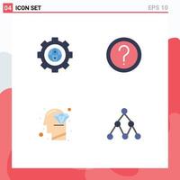 Set of 4 Vector Flat Icons on Grid for browser information development faq head Editable Vector Design Elements