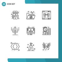 Modern Set of 9 Outlines and symbols such as hosting education link art digital art Editable Vector Design Elements