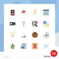 Set of 16 Modern UI Icons Symbols Signs for glass record rubble cam website Editable Pack of Creative Vector Design Elements