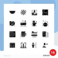 Editable Vector Line Pack of 16 Simple Solid Glyphs of bathtub folder christmas printer proportion Editable Vector Design Elements