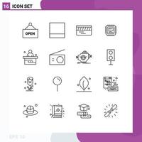 16 Thematic Vector Outlines and Editable Symbols of appliances student cpu school classroom Editable Vector Design Elements