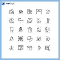 Modern Set of 25 Lines Pictograph of table household room home video camera Editable Vector Design Elements