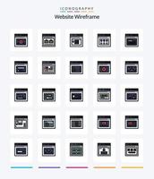 Creative Website Wireframe 25 Line FIlled icon pack  Such As website. page. website. internet. web vector