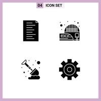 Pack of 4 creative Solid Glyphs of code spade railway station train setting Editable Vector Design Elements