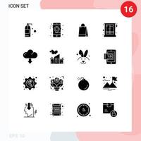 User Interface Pack of 16 Basic Solid Glyphs of arrow home hand bag wardrobe furniture Editable Vector Design Elements