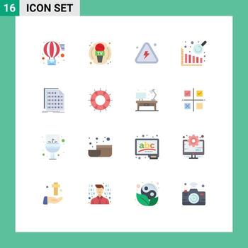 Paquete de 16 colores planos de interfaz de usuario de signos y símbolos modernos de codificación de análisis de datos combustibles binarios paquete editable de ciencia de elementos de diseño de vectores creativos