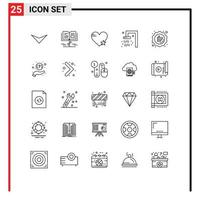 Group of 25 Modern Lines Set for like discount heart travel bath Editable Vector Design Elements