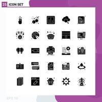 Universal Icon Symbols Group of 25 Modern Solid Glyphs of card search cherry cloud report Editable Vector Design Elements