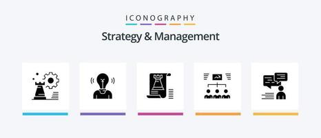 Strategy And Management Glyph 5 Icon Pack Including project. team. person. fort. tower. Creative Icons Design vector