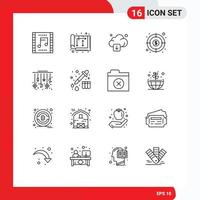 Group of 16 Modern Outlines Set for goal profit house money download Editable Vector Design Elements