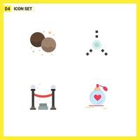 Mobile Interface Flat Icon Set of 4 Pictograms of bakery party eat fire ware marriage Editable Vector Design Elements