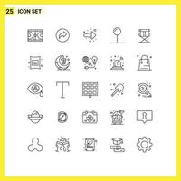 25 User Interface Line Pack of modern Signs and Symbols of director pointer ui pin right Editable Vector Design Elements