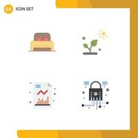 4 Flat Icon concept for Websites Mobile and Apps bed chart hotel science growth Editable Vector Design Elements