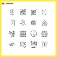 Pictogram Set of 16 Simple Outlines of left intersect fax arrows fan Editable Vector Design Elements