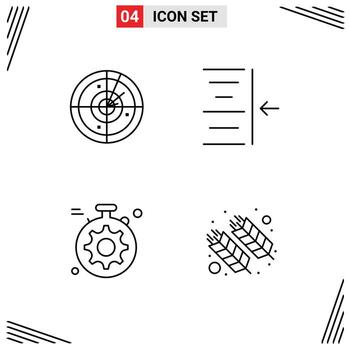 Set of 4 Vector Filledline Flat Colors on Grid for area setting technology text farm Editable Vector Design Elements