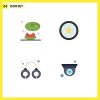 4 Flat Icon concept for Websites Mobile and Apps melon cam favorite handcuffs design Editable Vector Design Elements