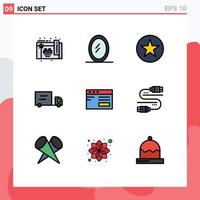 Set of 9 Modern UI Icons Symbols Signs for share sata truck cable study Editable Vector Design Elements