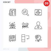 9 Universal Outline Signs Symbols of leave exit numbers service premium Editable Vector Design Elements