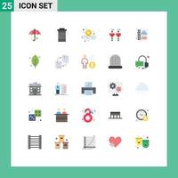 Mobile Interface Flat Color Set of 25 Pictograms of kitchen dangling earrings soda custom earrings smaller Editable Vector Design Elements