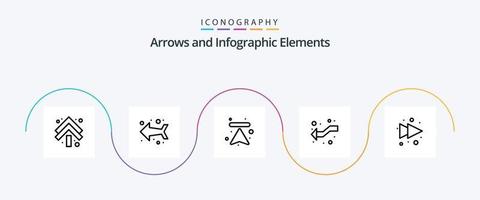 paquete de iconos de la línea de flecha 5 que incluye la derecha. flecha. flechas izquierda. intersecarse vector