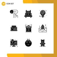 9 User Interface Solid Glyph Pack of modern Signs and Symbols of dialog consulting transportation light heart Editable Vector Design Elements