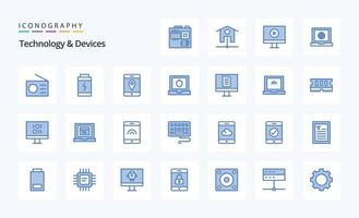 25 Devices Blue icon pack vector