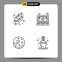 Group of 4 Filledline Flat Colors Signs and Symbols for bread space lesson screen plant Editable Vector Design Elements