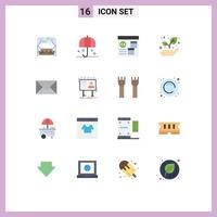 conjunto de 16 iconos modernos de la interfaz de usuario símbolos signos para el crecimiento del correo sombrilla eco desarrollar paquete editable de elementos de diseño de vectores creativos