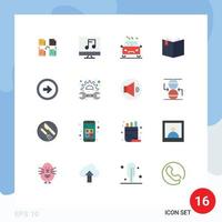 Mobile Interface Flat Color Set of 16 Pictograms of button knowledge video education road Editable Pack of Creative Vector Design Elements