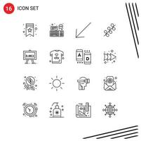 Modern Set of 16 Outlines Pictograph of science chemistry arrow spring easter Editable Vector Design Elements