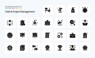25 Task And Project Management Solid Glyph icon pack vector