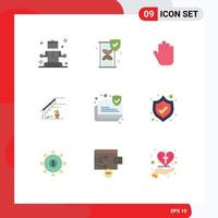 9 Universal Flat Colors Set for Web and Mobile Applications secure data secure hand connection stage Editable Vector Design Elements