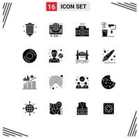 Set of 16 Commercial Solid Glyphs pack for painting brush web image photo Editable Vector Design Elements