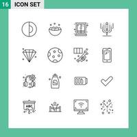 Set of 16 Vector Outlines on Grid for education digital nest digital art wardrobe Editable Vector Design Elements