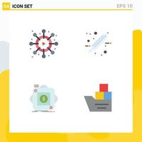 4 Flat Icon concept for Websites Mobile and Apps network app care test mobile Editable Vector Design Elements