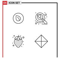 Group of 4 Modern Filledline Flat Colors Set for peer coin diet food crypto currency research pineapple Editable Vector Design Elements